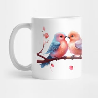 Valentine Kissing Thrush Bird Couple Mug